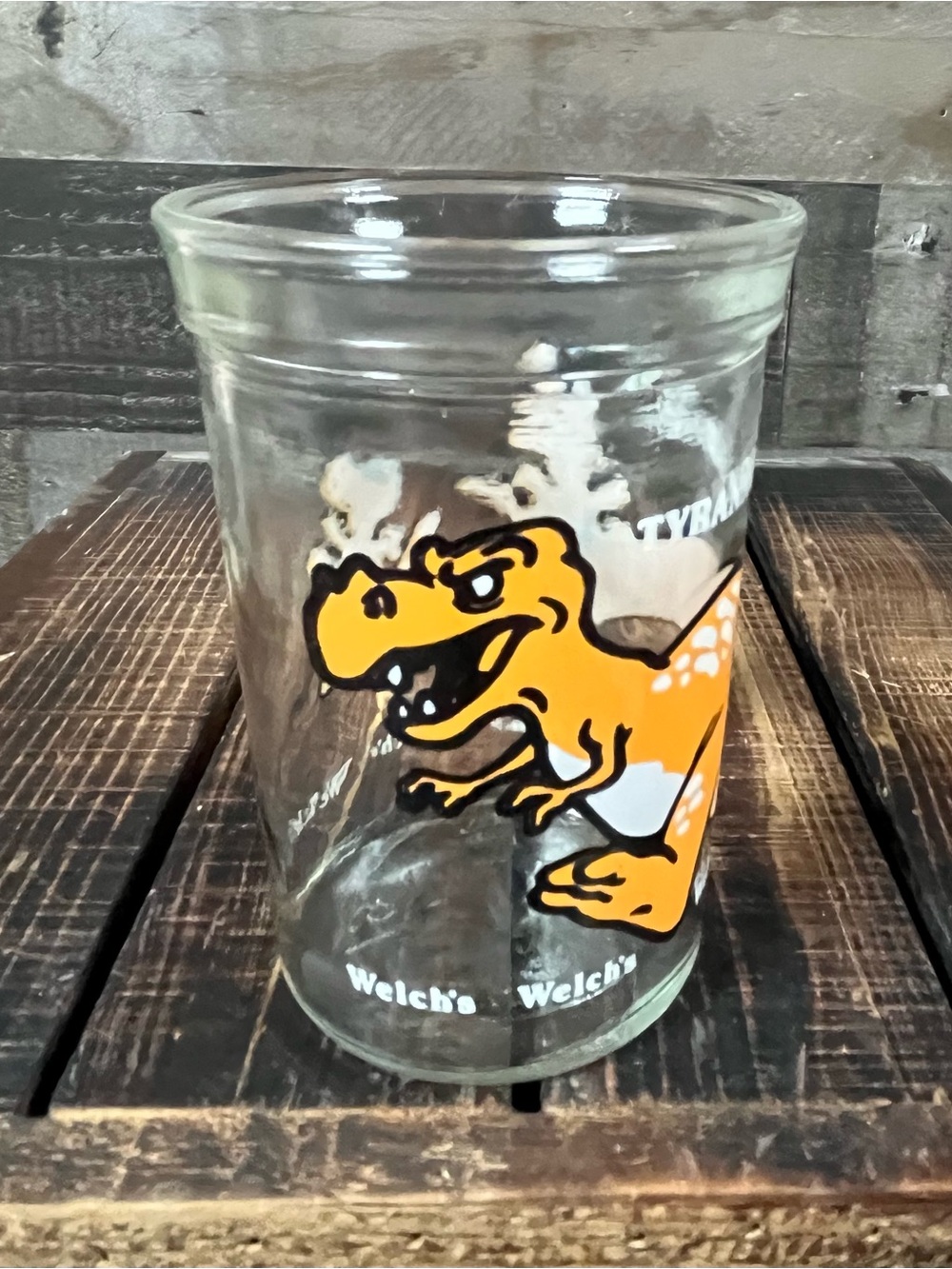 Vintage 1988 Dinosaur Welch's T-Rex Jelly Jar Tyrannosaurus Rex Juice Glass Cup